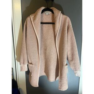 Koolaburra by Ugg size XS Jacket Women Blush Pink Fuzzy Open Front Hood Pockets